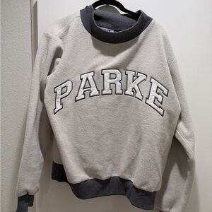 Parke mock neck Gray and Cream Sweatshirt with Parke Logo